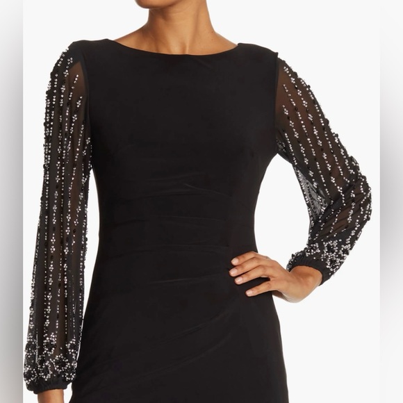 MARINA Dresses & Skirts - Marina Beaded Long Sleeve Maxi with Beaded Sleeves